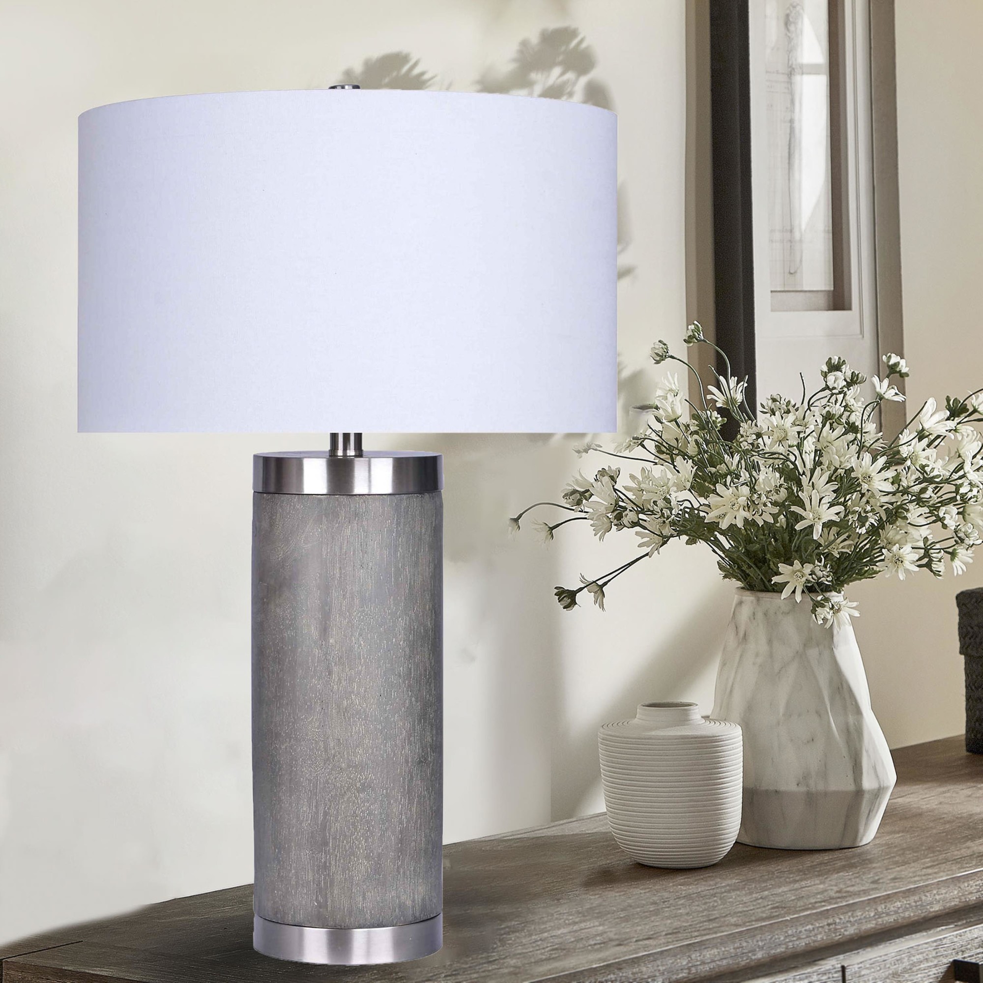 Cylinder 26.5" Poly Table Lamp